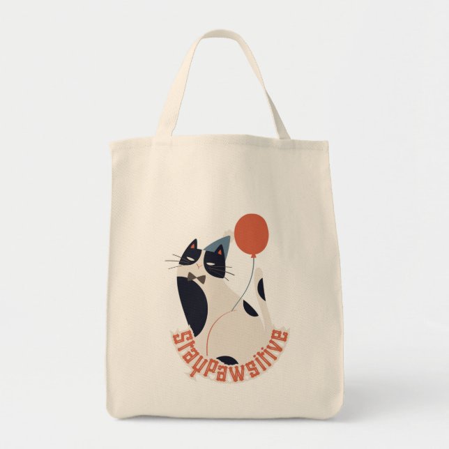 Bolsa Tote Saca de compras para festa de aniversário de gato  (Frente)