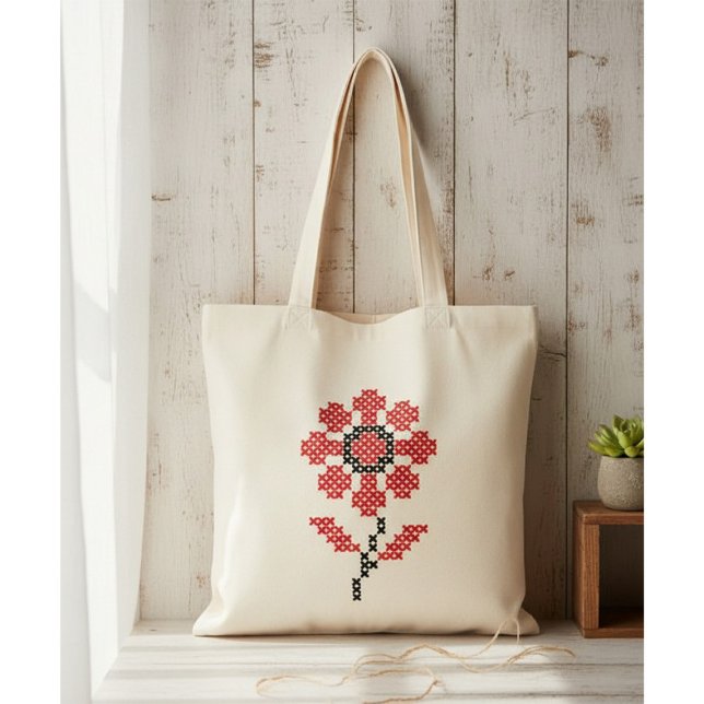 Bolsa Tote Saca de croché ucraniano de flores ponto cruz (Criador carregado)