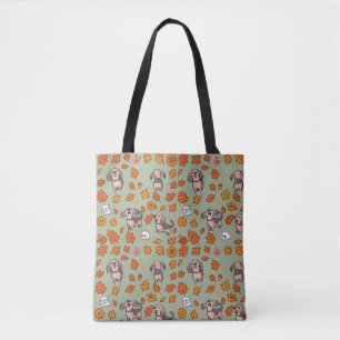 Bolsa Tote Saca de Dachshund Halloween Kawaii Adorável Amante