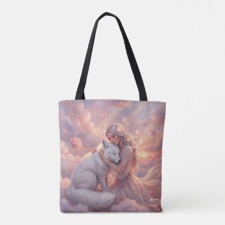 Bolsa Tote Saca de Fantasia Celestial Donzela Raposa Branca
