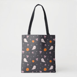 Bolsa Tote Saca de Halloween com Fantasmas Fofos | Preto