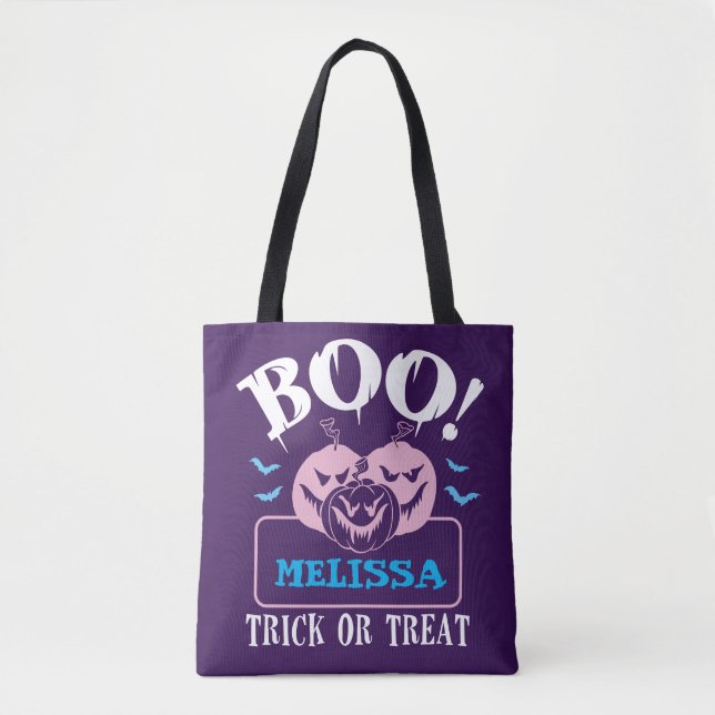Bolsa Tote Saca de Halloween de Doces e Guloseimas Personaliz (Frente)