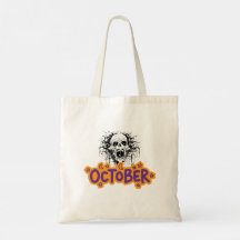 Saca de Halloween de outubro com caveira pingando