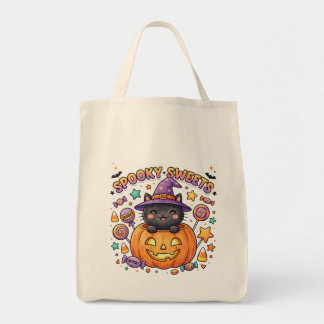 Bolsa Tote Saca de Halloween para Doces ou Travessuras de Gat