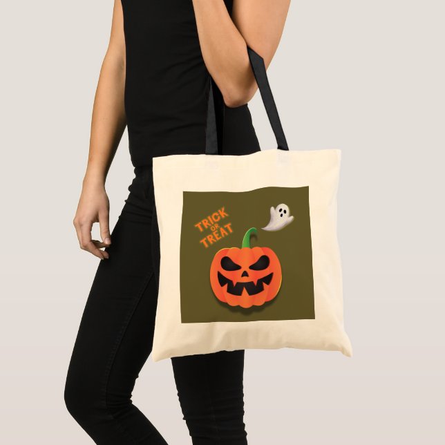 Bolsa Tote Saca de Halloween para Doces ou Travessuras Fantas (Frente (produto))