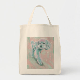 Bolsa Tote Saca de ilustração artística de poodle em tons pas