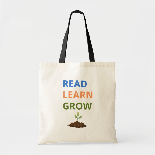 Bolsa Tote Saca de Leia, Aprenda, Cresça para Professor e Alu (Frente)