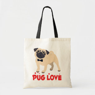 Bolsa Tote Saca de Lona de Cachorro Cartoon Pug 