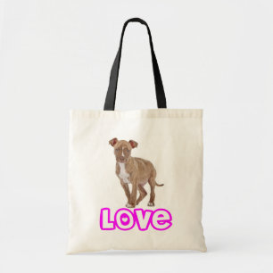 Bolsa Tote Saca de Lona de Cachorro Pit Bull Amor