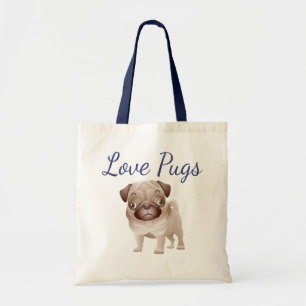 Bolsa Tote Saca de Lona de Cachorro Pug
