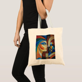 Bolsa Tote Saca de Lona de Mulher Cubista Abstrata