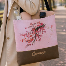 Bolsa Tote Saca de Mãe com Flor de Cerejeira Personalizada