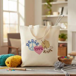 Bolsa Tote Saca de Malha de Tricô Paz Amor e Suprimentos