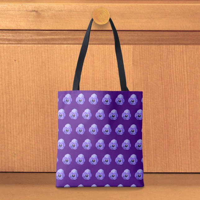 Bolsa Tote Saca de mão com padrão contínuo de amor-perfeito r (Tote bag with seamless pattern of a purple pansy)