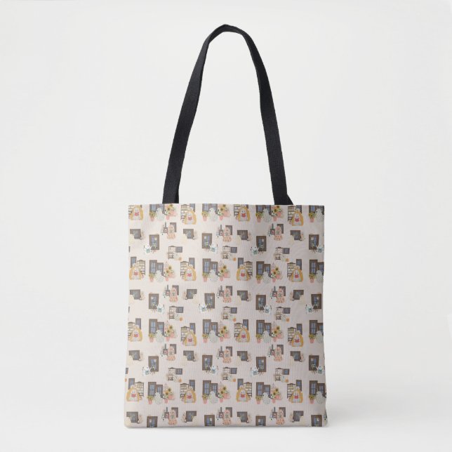 Bolsa Tote Saca de mão com padrão de casa de fantasma caprich (Frente)