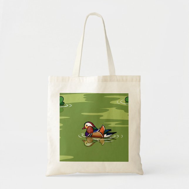 Bolsa Tote Saca de mão com Pato-Mandarim de perto (Frente)