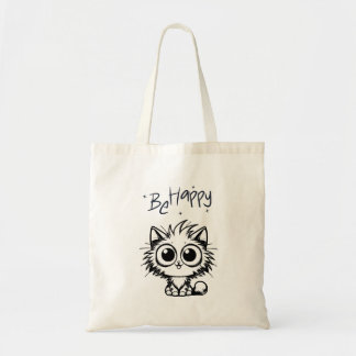 Bolsa Tote Saca de mão de gato fofo seja feliz