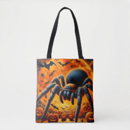 Bolsa Tote Saca de mão de Halloween Aranha Gigante, Morcegos