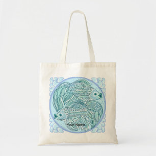 Bolsa Tote Saca de mão de peixe Koi Azul