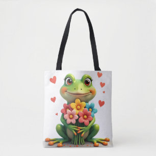 Bolsa Tote Saca de mão de Sapo Fofo e Flores