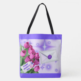 Bolsa Tote Saca de mão Dia das Mães Tulipa Feliz
