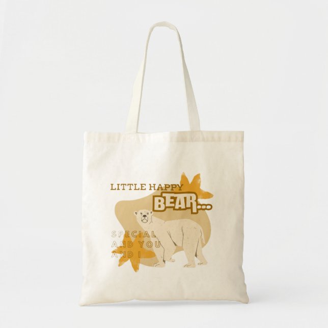 Bolsa Tote Saca de mão do Ursinho Feliz design simples fofo (Frente)