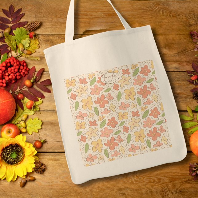 Bolsa Tote Saca de Mão Floral Personalizada – Presente para E (Personalized Floral Tote Bag)
