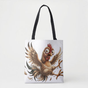 Bolsa Tote Saca de mão Galinha Louca Engraçada Galo Hilário