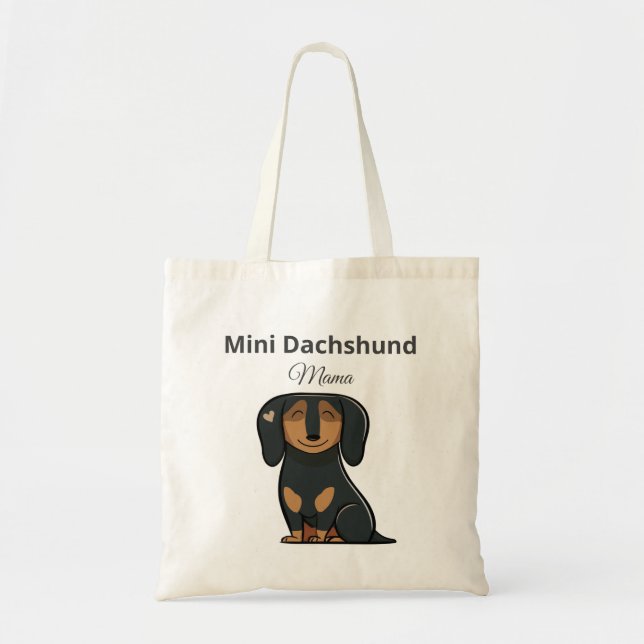 Bolsa Tote Saca de mão presente para mamãe de Dachshund Minia (Frente)