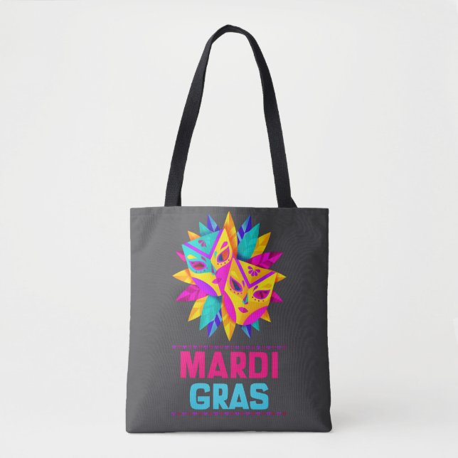 Bolsa Tote Saca de Mardi Gras Máscaras (Frente)