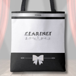 Bolsa Tote Saca de Música Preto e Branco de Clarinetista Mode