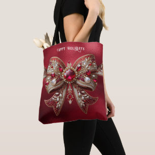 Bolsa Tote Saca de Natal com Laço Vermelho