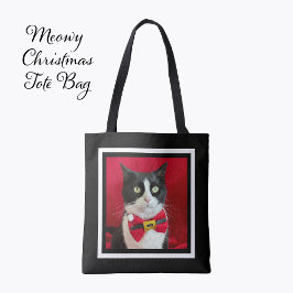 Bolsa Tote Saca de Natal de Gato Smoking Fofo