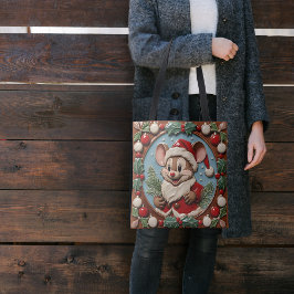 Bolsa Tote Saca de Natal do Rato Animado