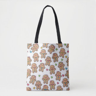 Bolsa Tote Saca de Natal Homens de Pão de Gengibre Kawaii