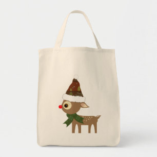 Bolsa Tote Saca de Natal Rena Cute