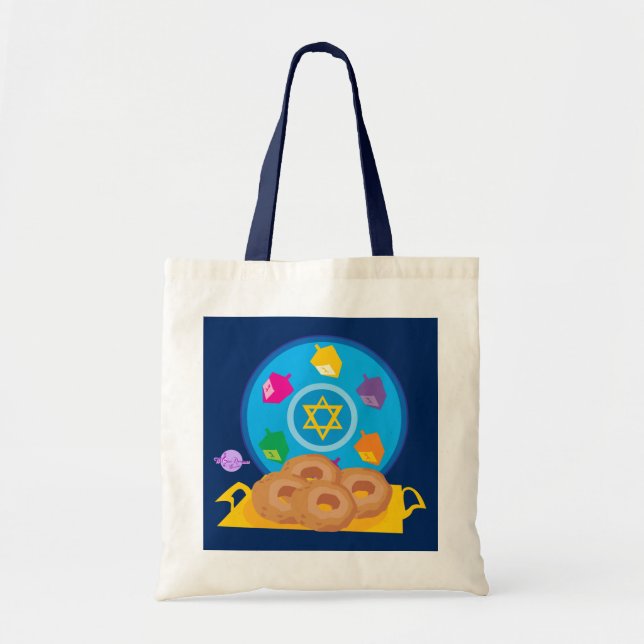 Bolsa Tote Saca de Orçamento da Placa de Hannukah (Frente)