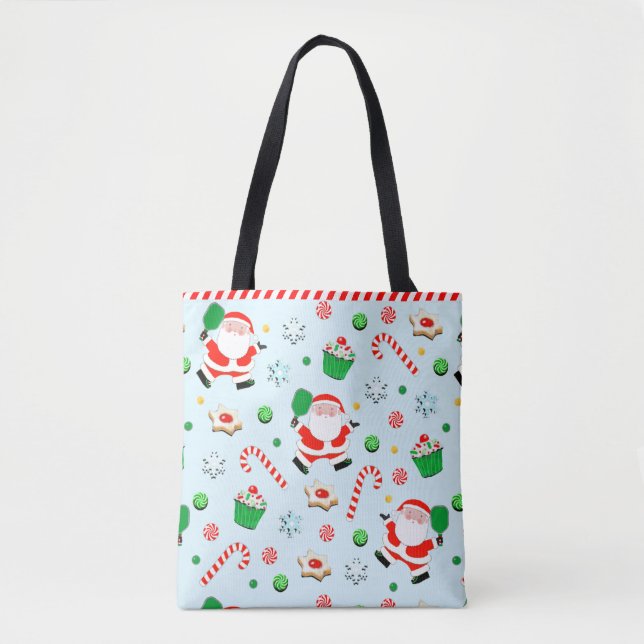 Bolsa Tote Saca de Presente de Natal de Pickleball (Frente)