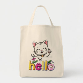 Bolsa Tote Saca de Tote Colorido Retro Olá Gato Fofo