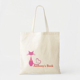 Bolsa Tote Saca de Tote da biblioteca de crianças Kitty Rosa