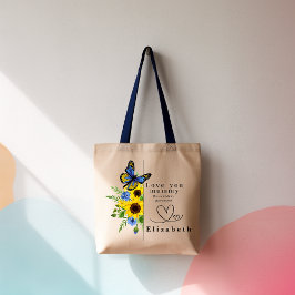 Bolsa Tote Saca de Tote Floral Personalizada 'Amo Você Mamãe'