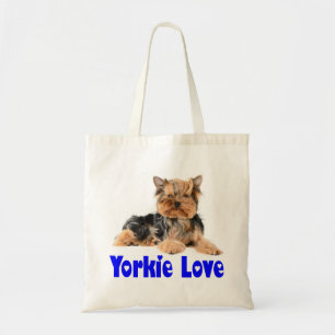 Bolsa Tote Saca de Yorkshire Terrier Cachorro Azul Amor