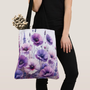 Bolsa Tote Saca Flor de Hibisco Roxa