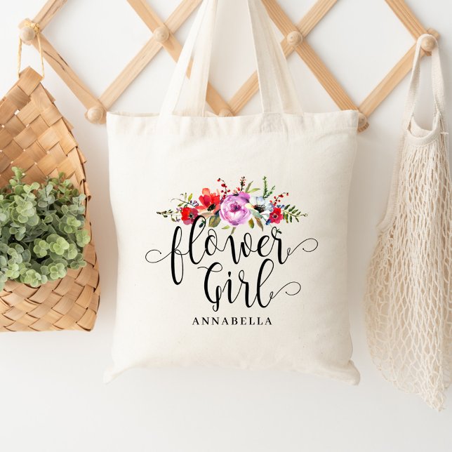 Bolsa Tote Saca Floral de Buquê de Flores Menina (Criador carregado)