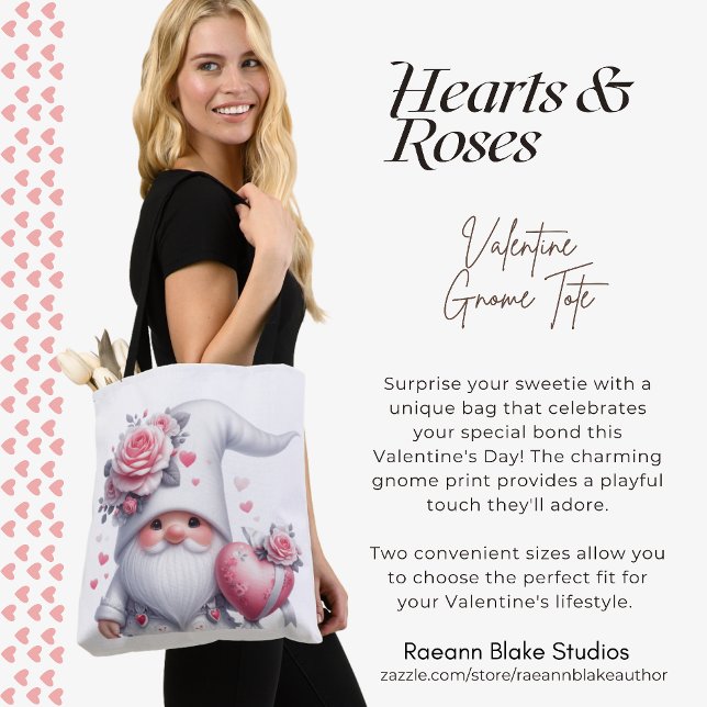 Bolsa Tote Saca Gnome Corações & Rosas (Criador carregado)
