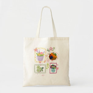 Bolsa Tote Saca Ilustração de Frutas Florais