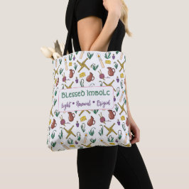 Bolsa Tote Saca Imbolc com Padrão Sazonal Pagão e Brigid