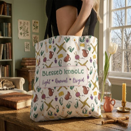 Bolsa Tote Saca Imbolc com Padrão Sazonal Pagão e Brigid