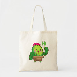 Bolsa Tote Saca Kawaii de Cacto Sorridente Feliz