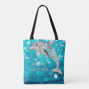Bolsa Tote Saca KHS Colorido Salve os Golfinhos